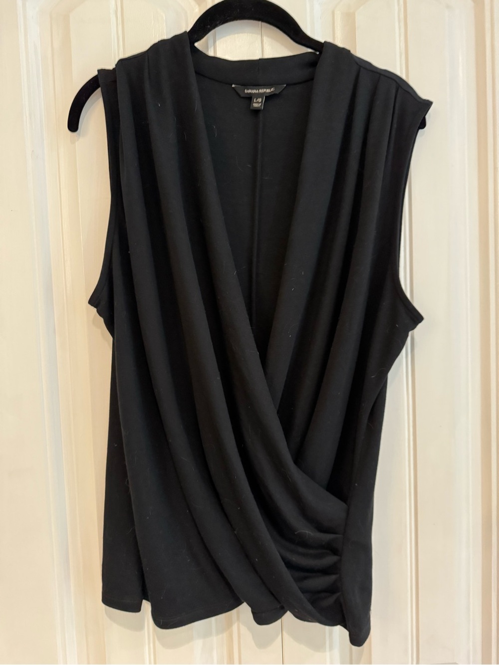 Black Sleeveless Draped Wrap Tank top banana republic XL